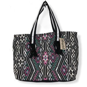Magid Black & Purple Geometric Tribal Hobo Tote